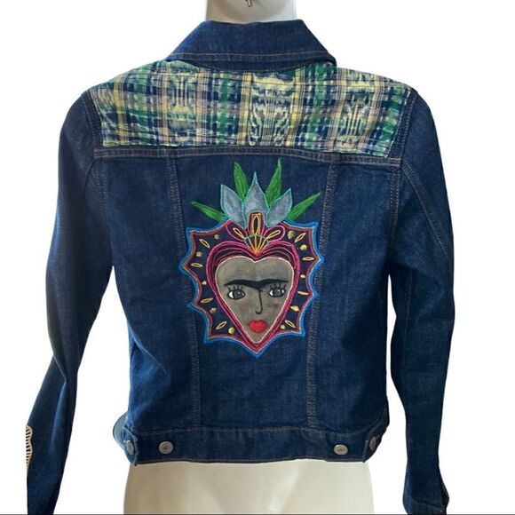 CUSTOMIZED Embroidery 'Stitch-on- denim red tag Levi’s jacket Sz S - Picture 3 of 16